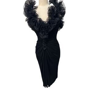 Vintage JILL Richards  Off The Shoulders Ruffle Dress Sz M/L